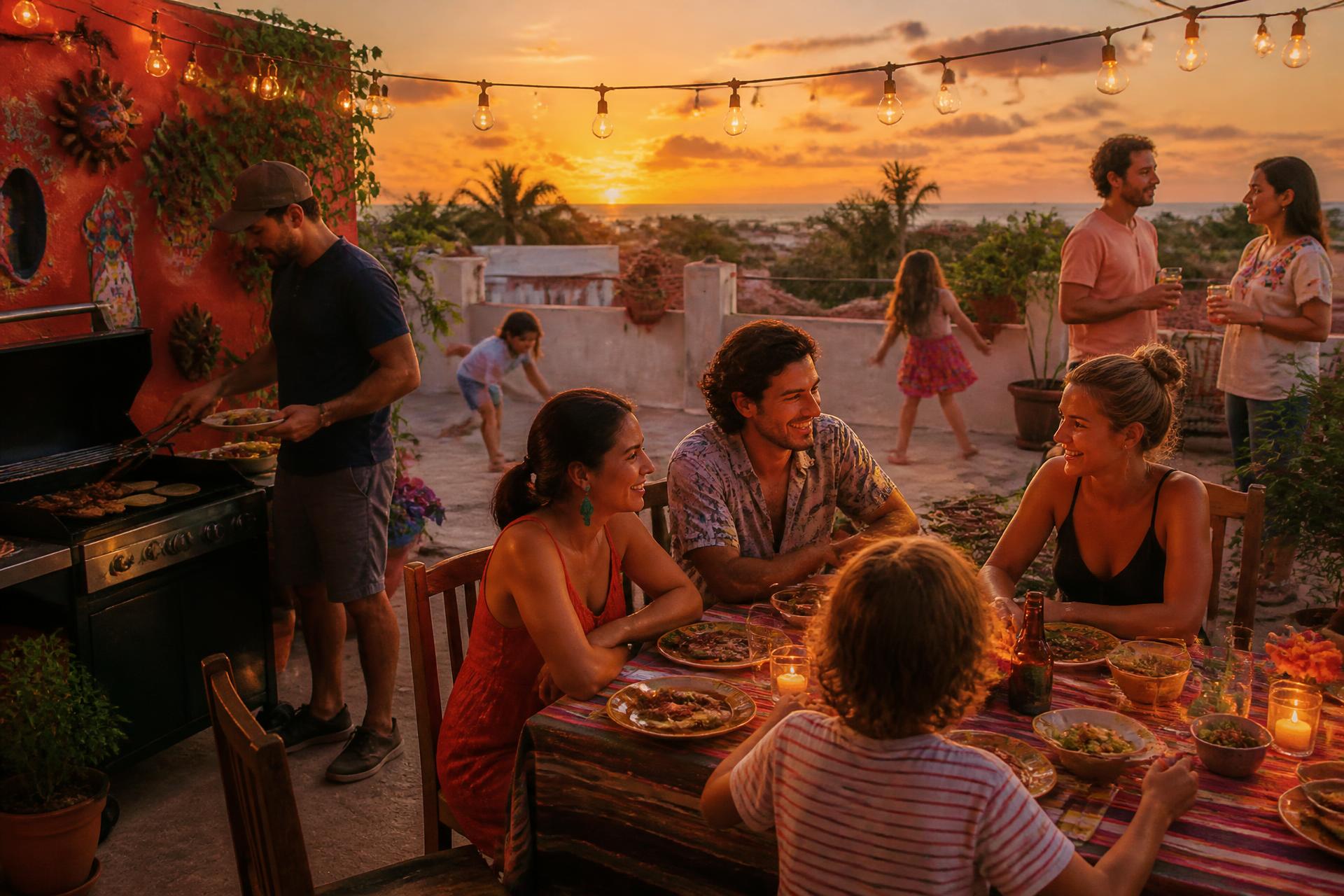 Un BBQ, une plage, un café.